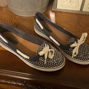 Navy Blue Polka Dot Sperry Shoes